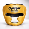 Grip FS golden boxing head guard padded vinyl leather headgear for boxing training and sparring protection