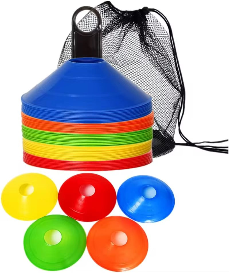 Grip Agility Flat Disc Cones Set – 50 Pieces Multicolor Sports & Speed Training Cones