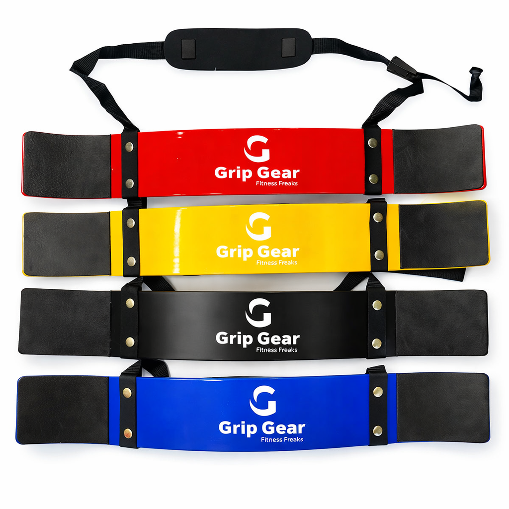 Grip arm blaster heavy duty bicep blaster weight training equipment in red yellow black and blue