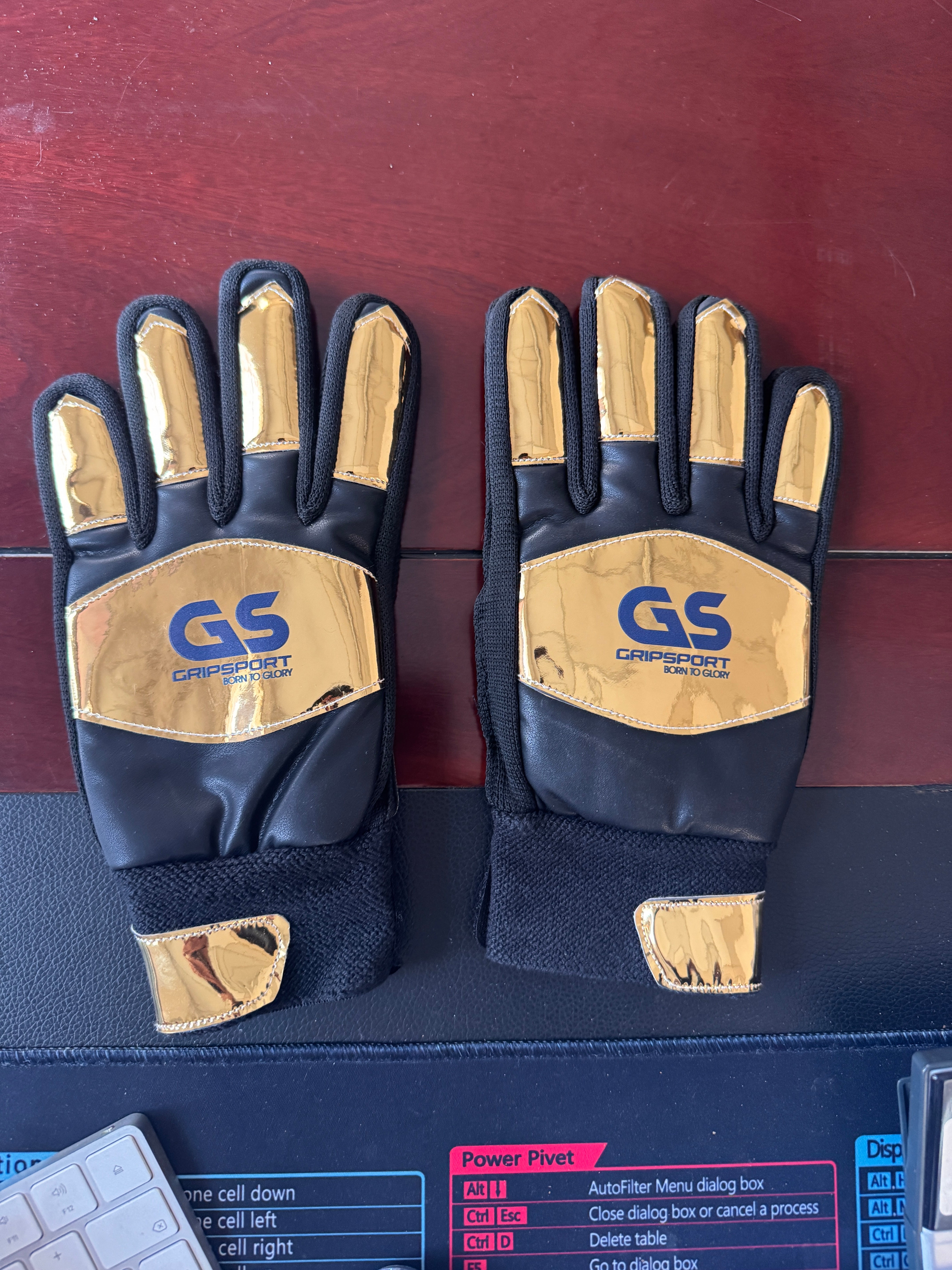 GS Indoor Cricket Shiny Gold Batting Gloves