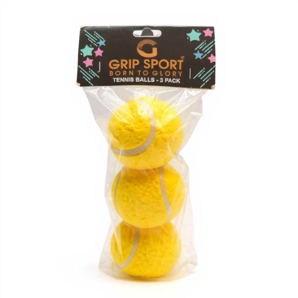 GRIP SPORT Standard Tennis Balls (3-Pack) | Durable Rubber Training & Practice Balls