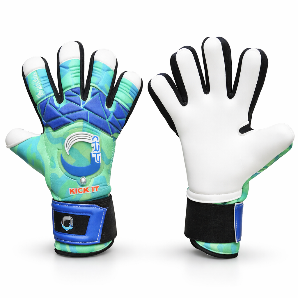 Grip Evolution camo sky lime green goalkeeper gloves latex palm soccer goalie gloves