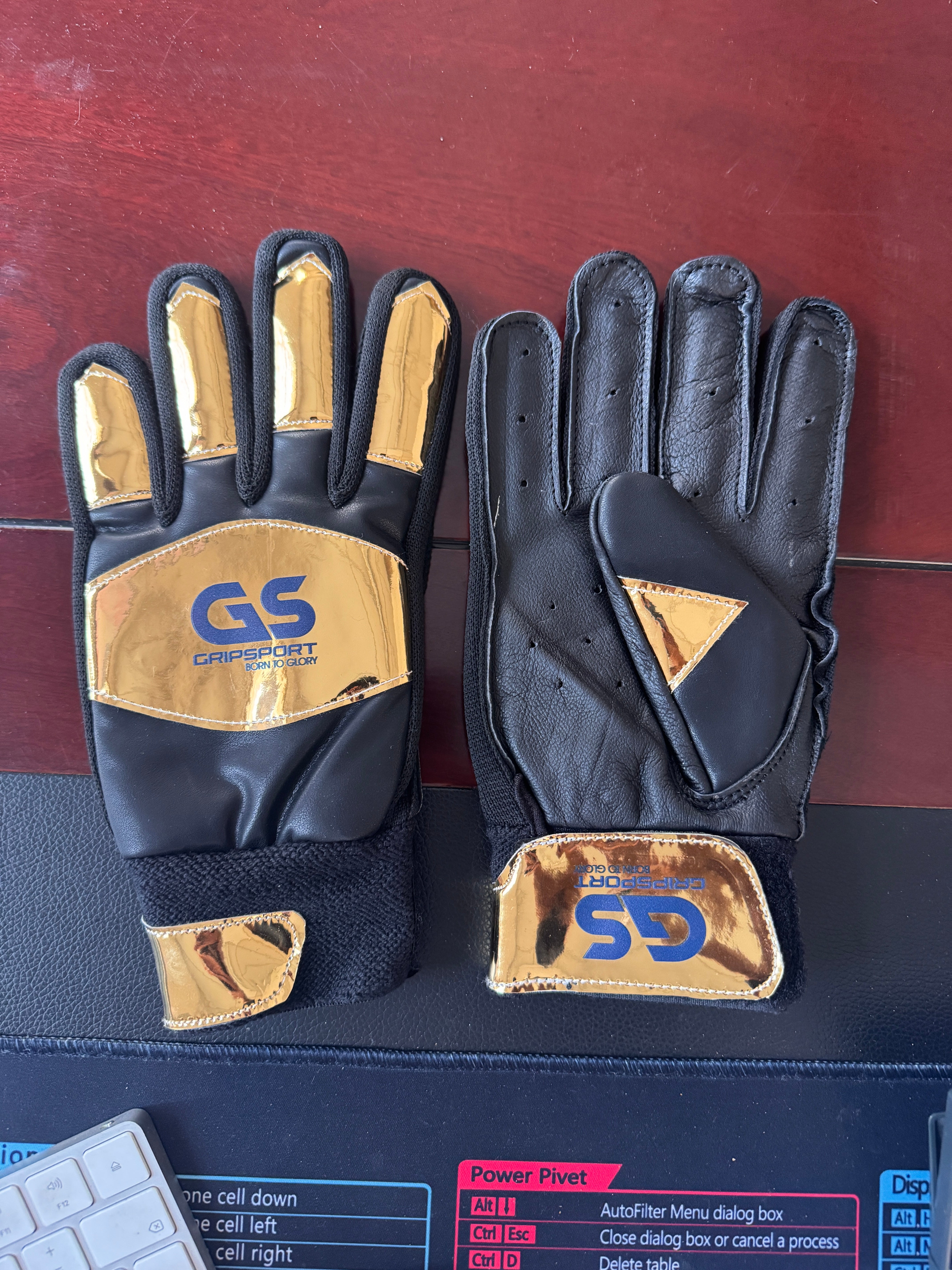 GS Indoor Cricket Shiny Gold Batting Gloves