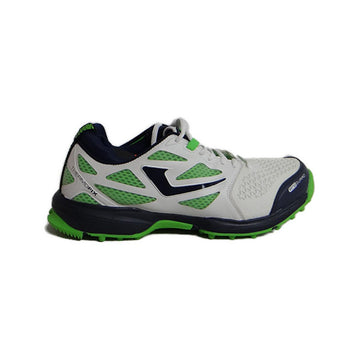 HS Cricket Shoes Sky Drive 110 Kids white green side view with breathable design and rubber grip outsole