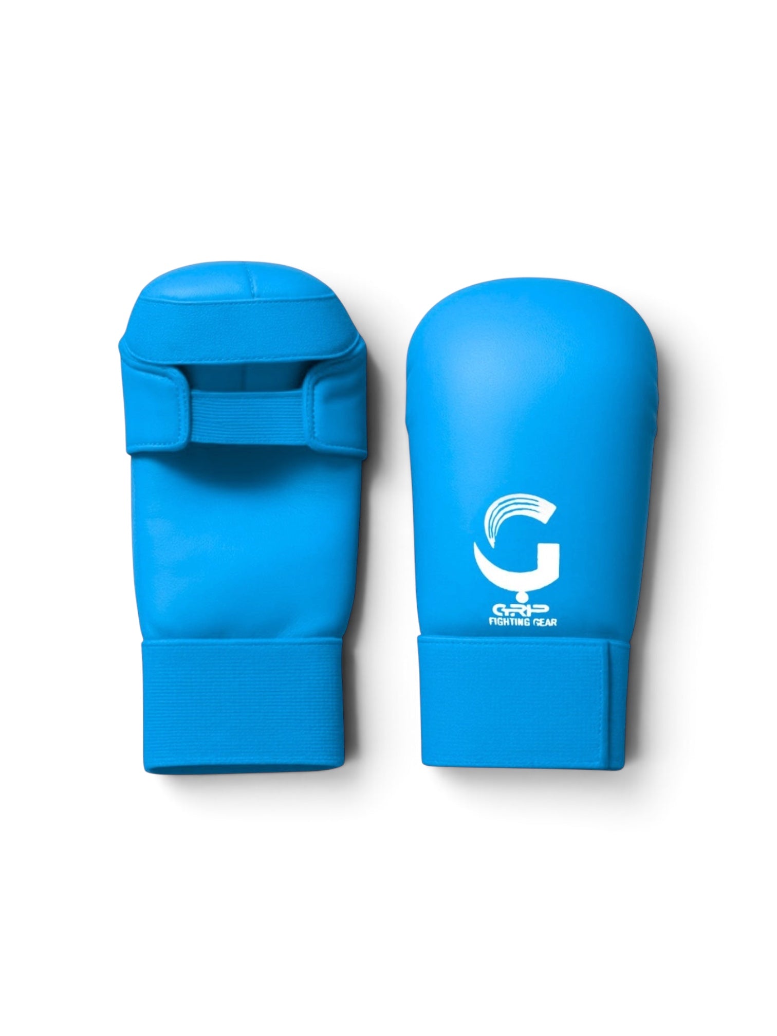Grip Fighting Gear blue karate mitts open palm sparring gloves