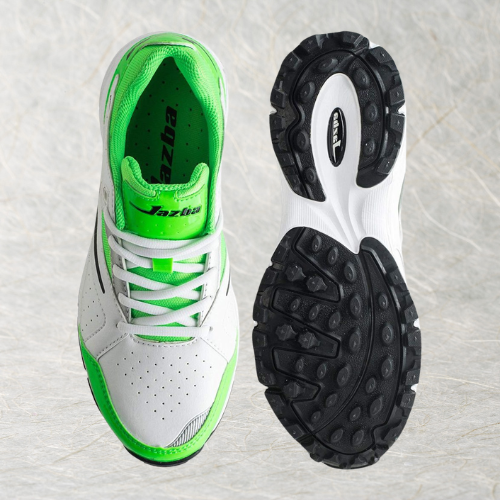 HS Jazba OneDrive 100 cricket shoes top and outsole view with durable rubber grip and breathable design