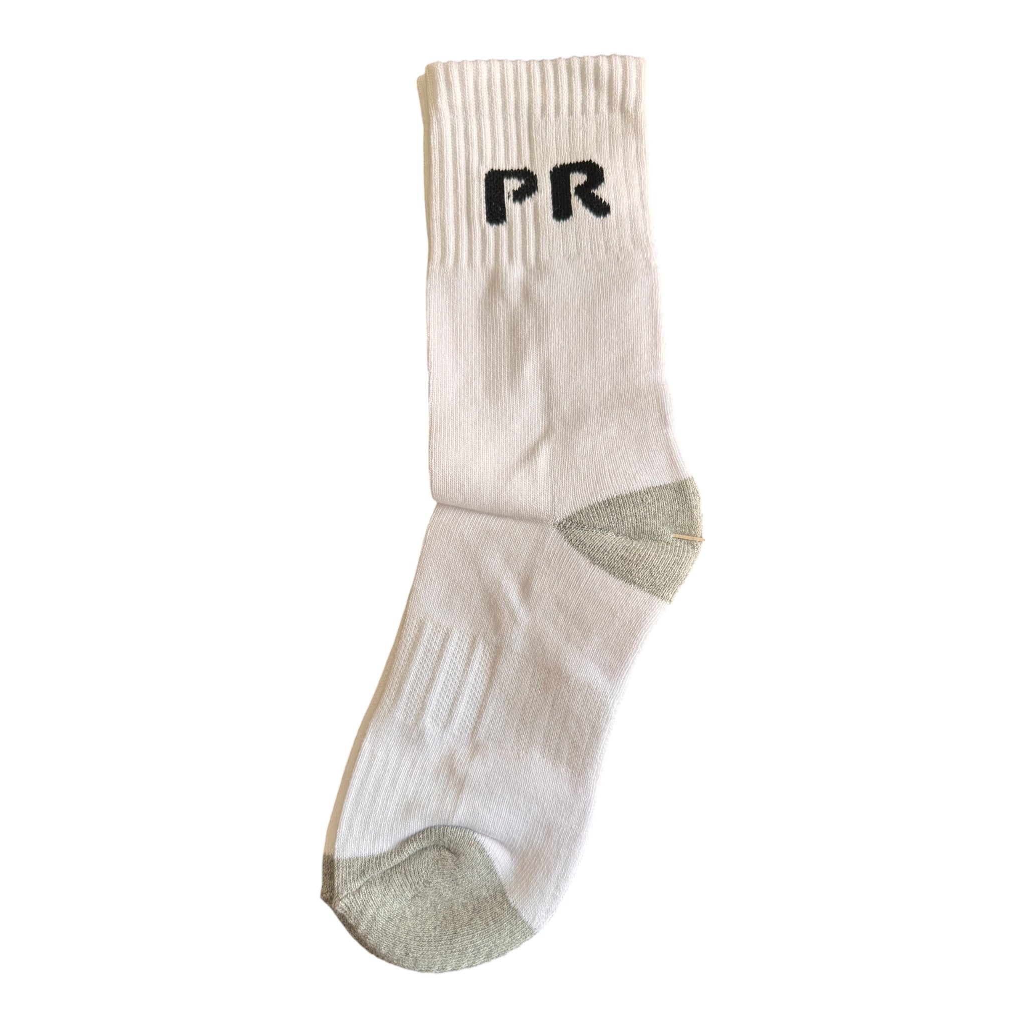 Performance Crew Sports Socks with Reinforced Cushioning – White / Grey