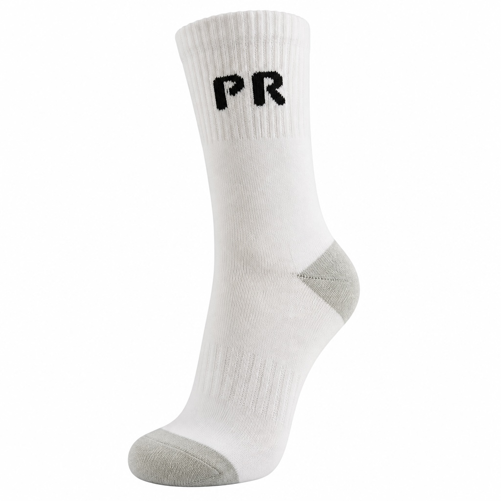 Performance Crew Sports Socks with Reinforced Cushioning – White / Grey