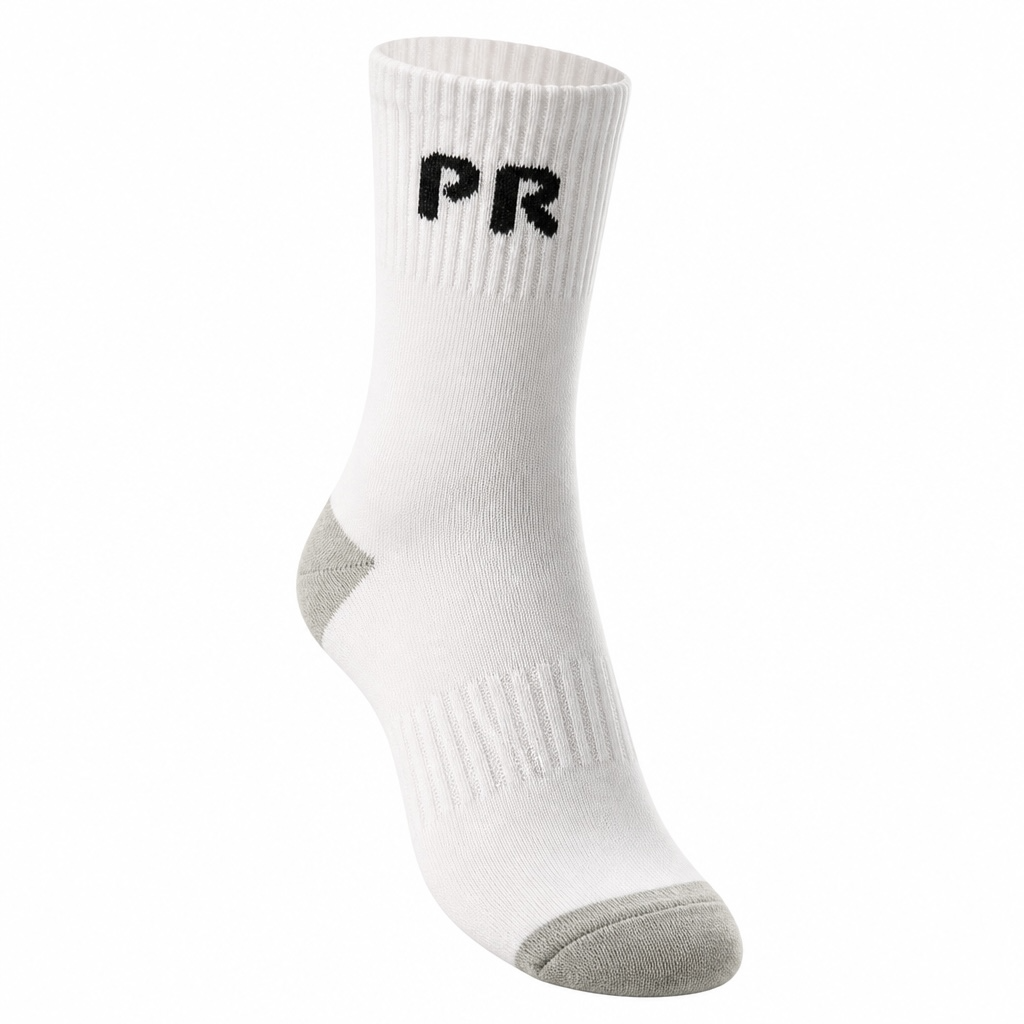 Performance Crew Sports Socks with Reinforced Cushioning – White / Grey