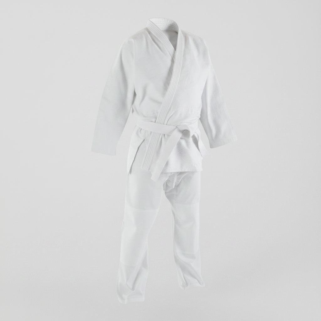 Classic Plain White Beginner Karate Gi Uniform (Jacket, Pants & White Belt Set)