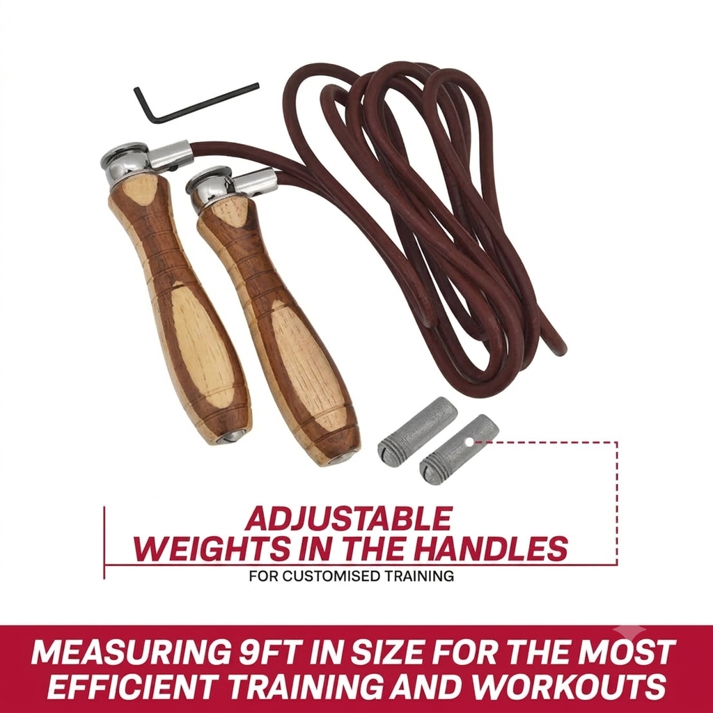 GRIP Premium Leather Skipping Rope with Adjustable Length