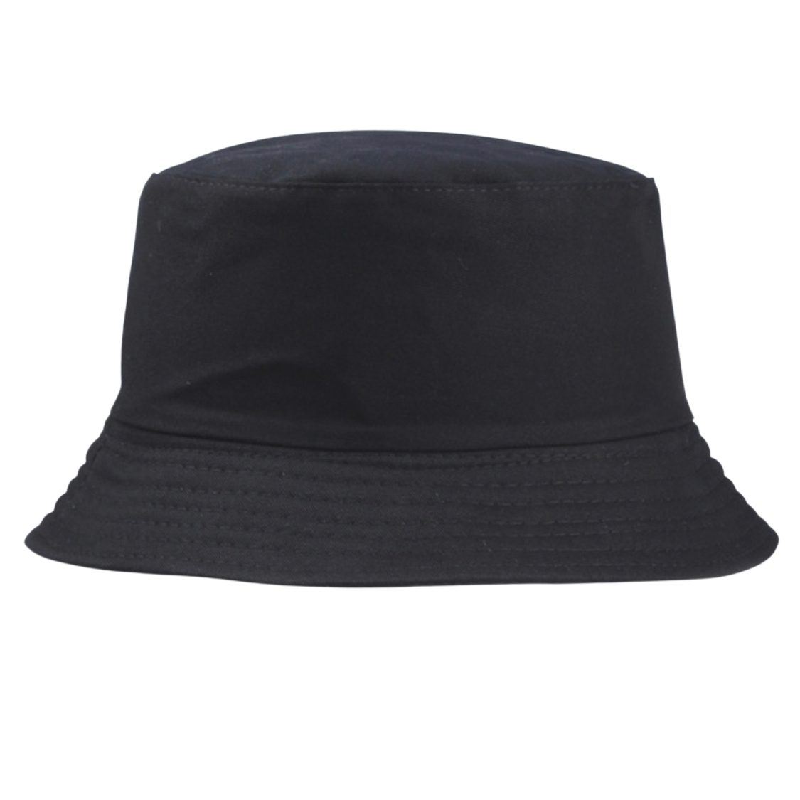 Plain bucket hat black color cotton acrylic breathable hat front view