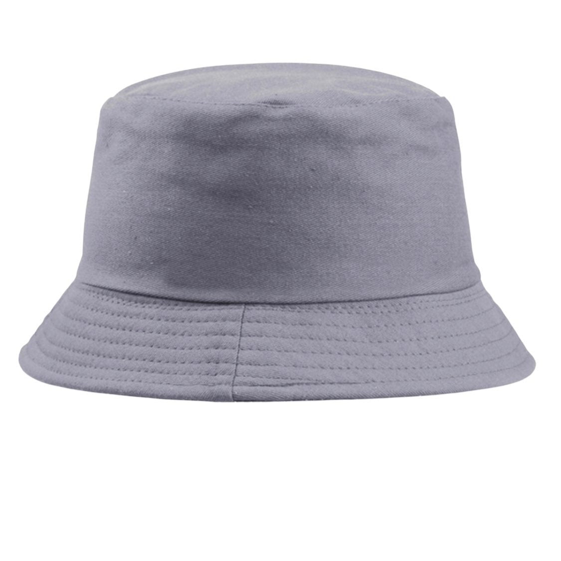 Plain bucket hat grey color cotton acrylic breathable hat front view
