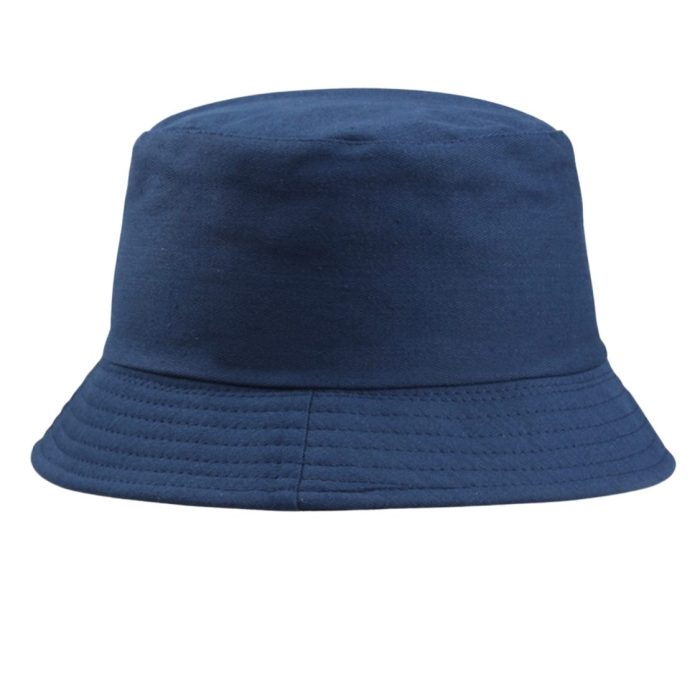 Plain bucket hat blue color cotton acrylic breathable hat front view