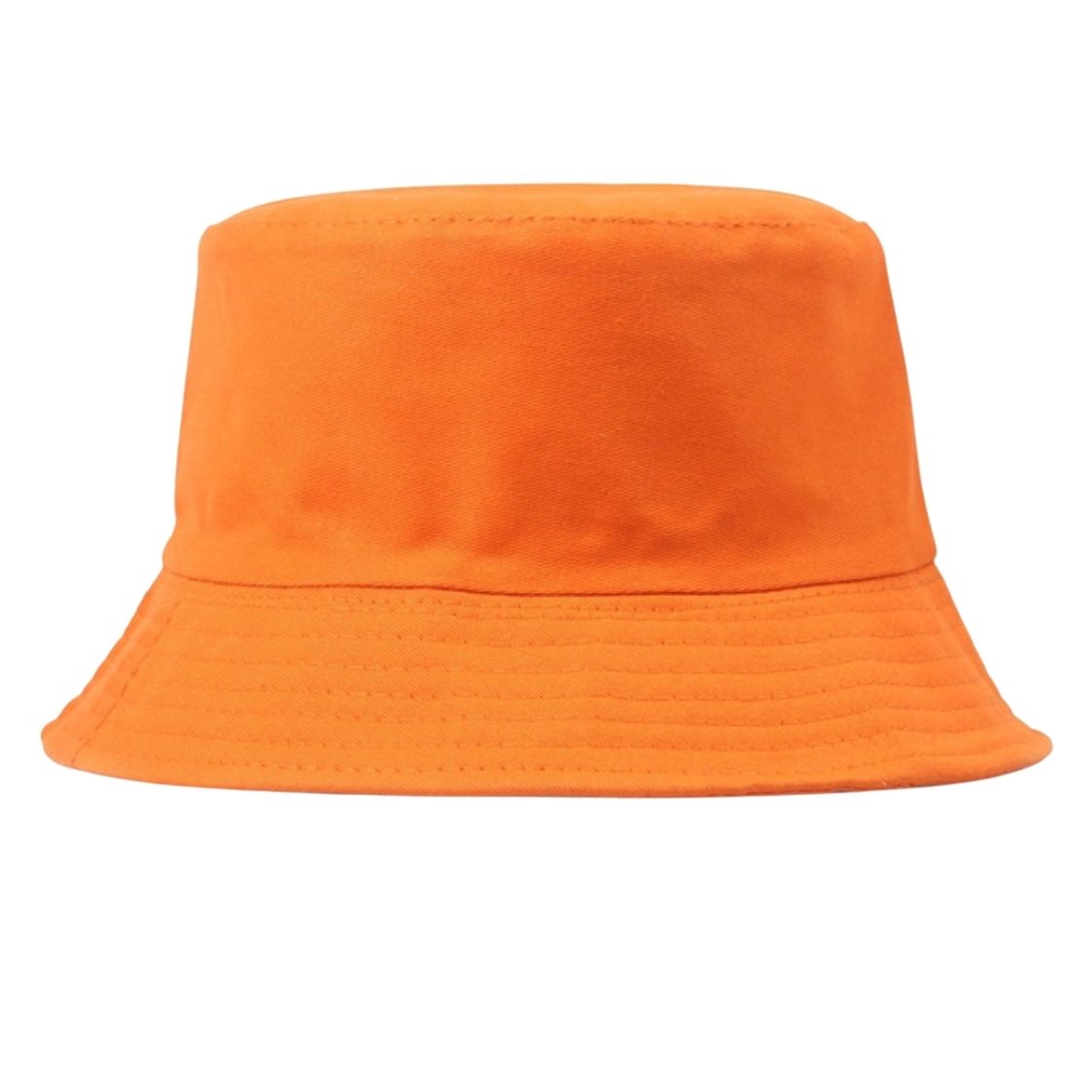 Plain bucket hat orange color cotton acrylic breathable hat front view