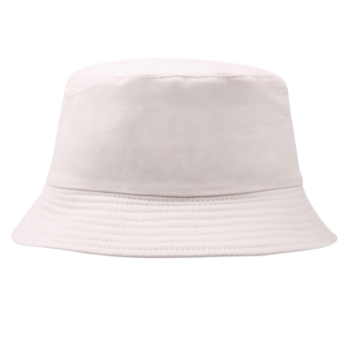 Plain bucket hat white color cotton acrylic breathable hat front view