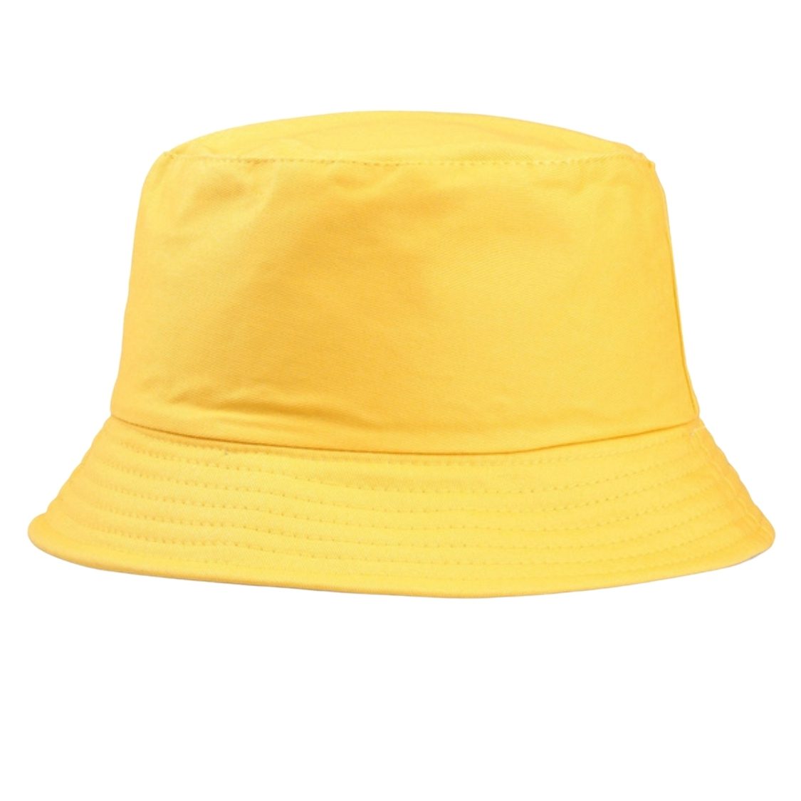 Plain bucket hat yellow color cotton acrylic breathable hat front view