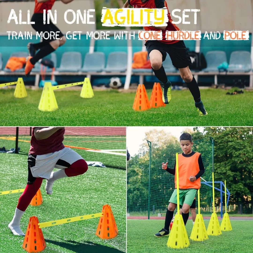 Adjustable Agility Hurdle Cone Set | Multi-Height Training Hurdles