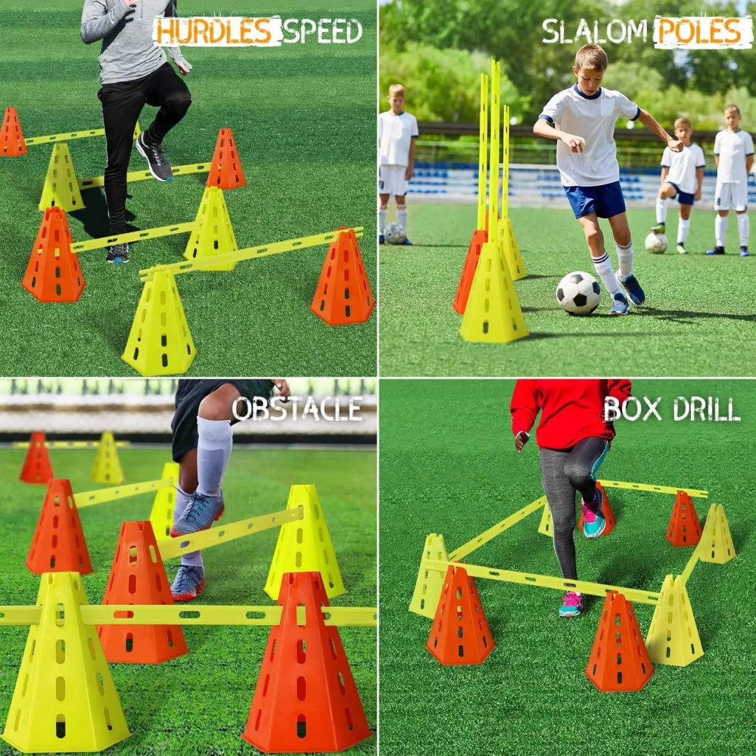 Adjustable Agility Hurdle Cone Set | Multi-Height Training Hurdles
