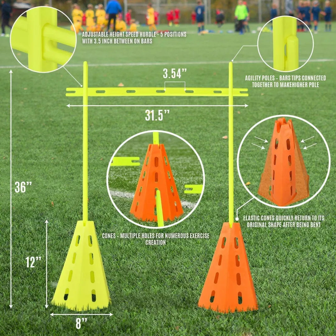 Adjustable Agility Hurdle Cone Set | Multi-Height Training Hurdles