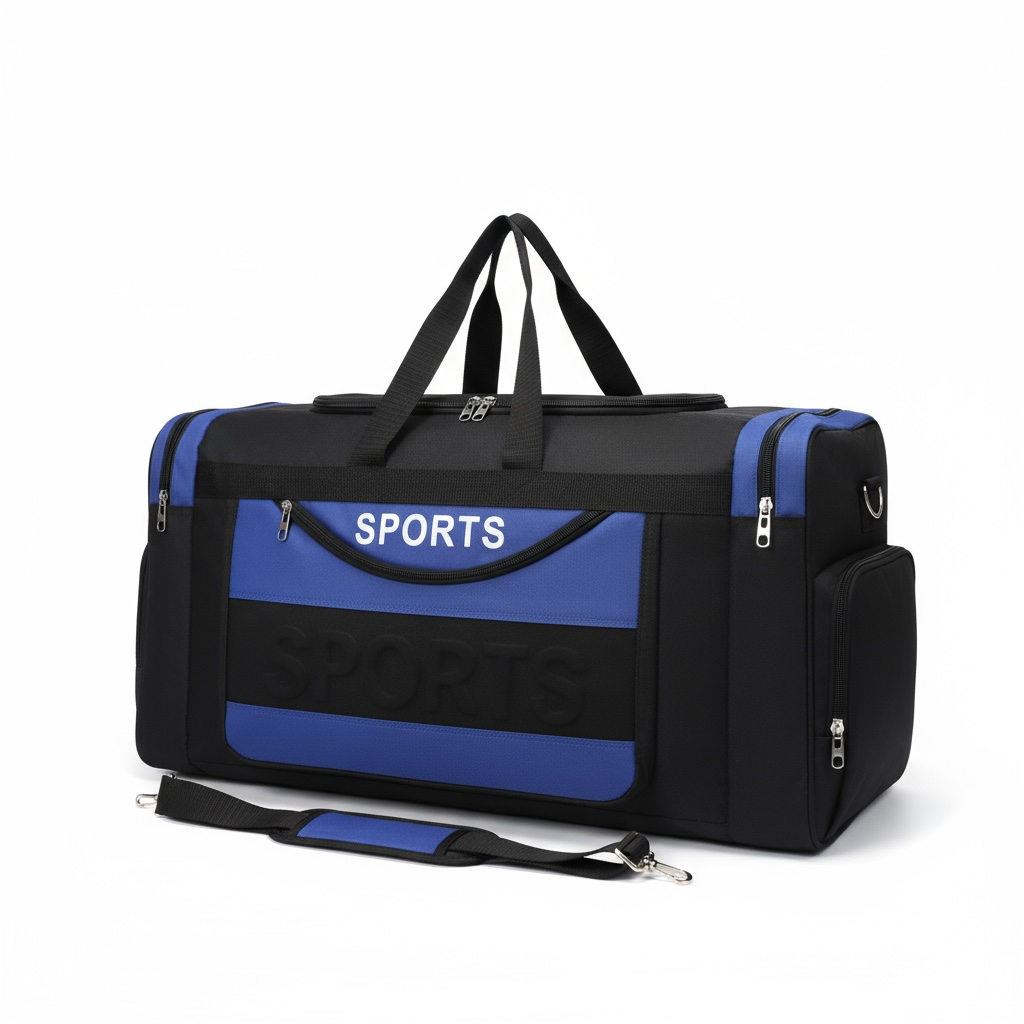 Grip soccer kit bag blue and black football gear bag with shoulder strap front view