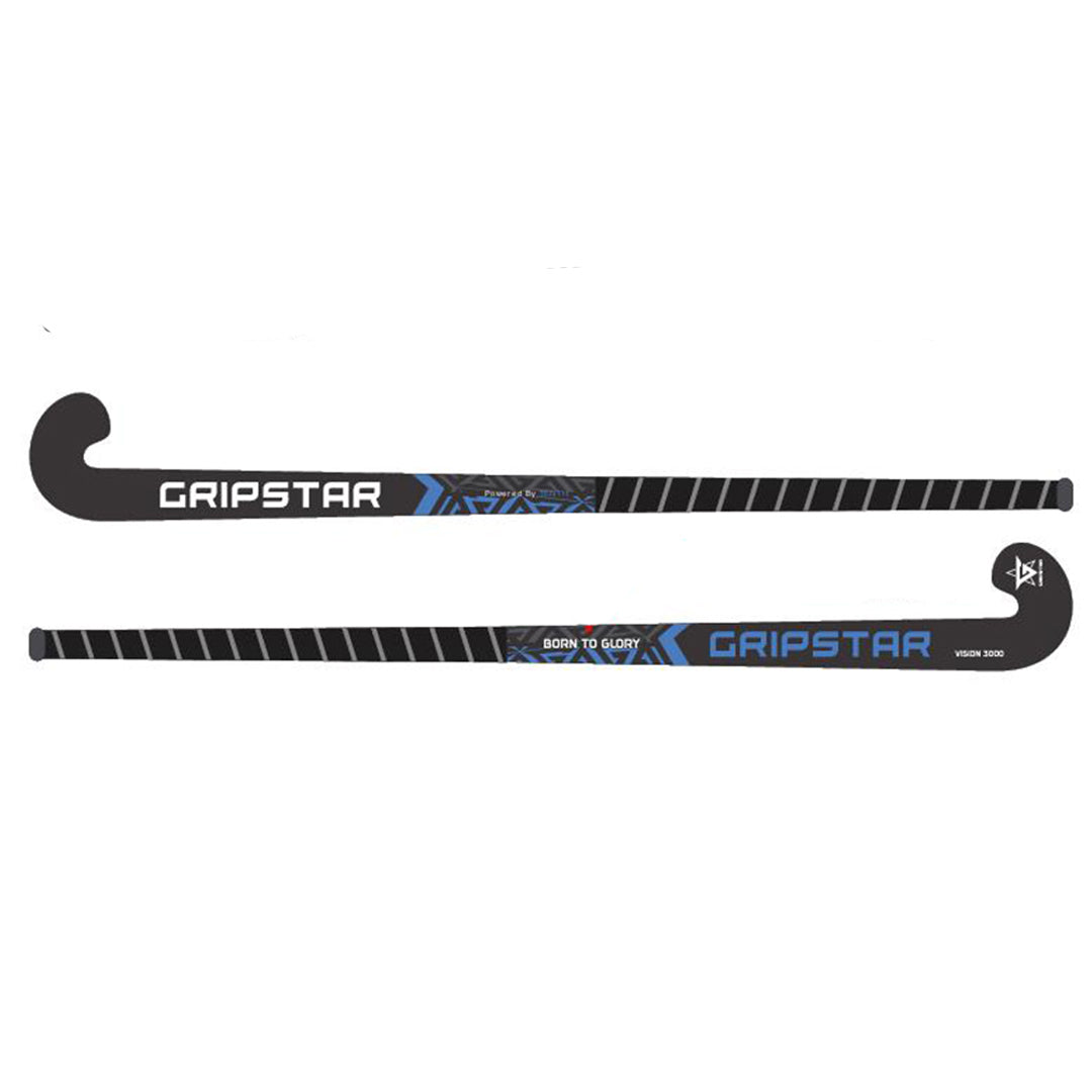 Grip Star Vision 3000 hockey stick black and blue design full view