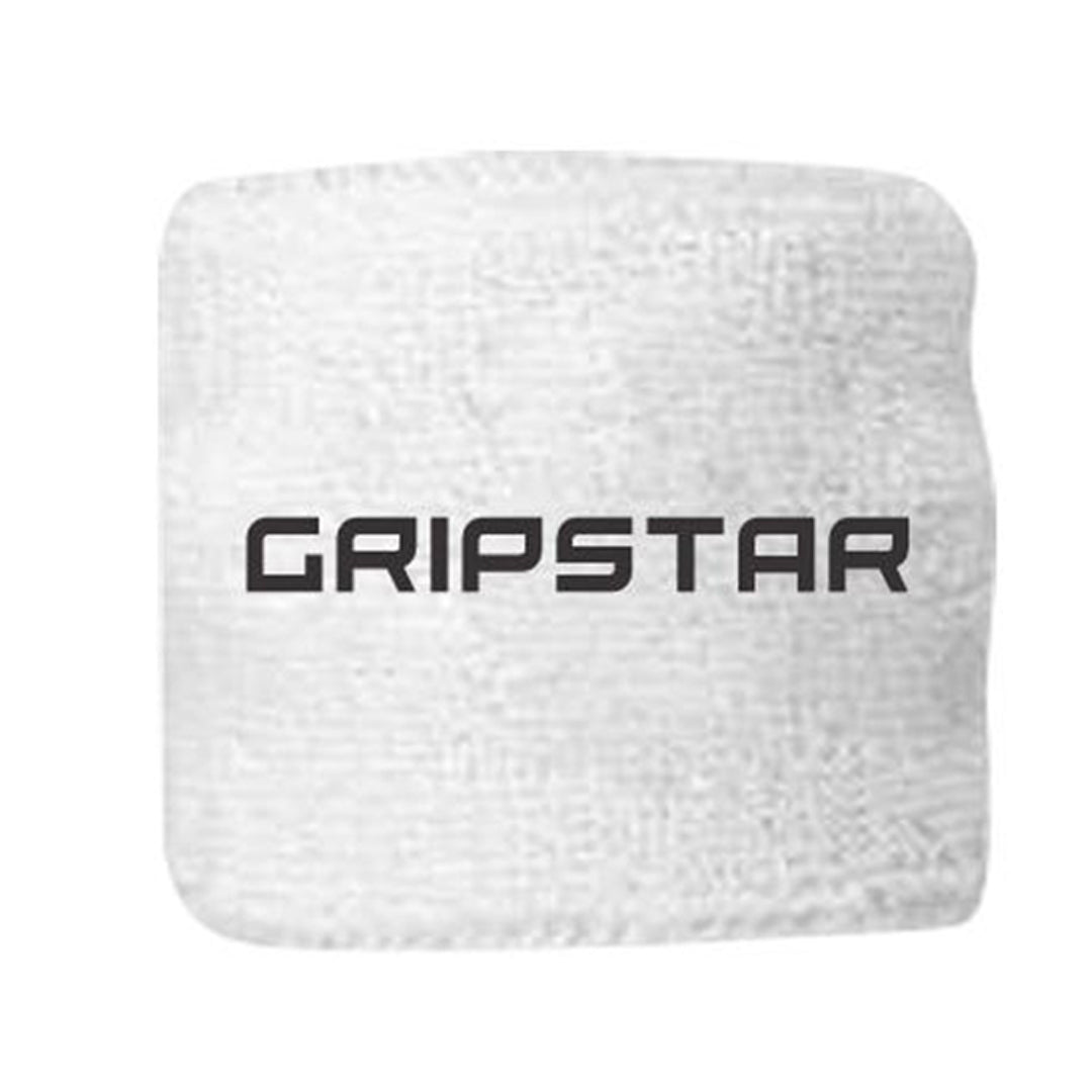 Grip Star wrist band white sweatband with logo clean front view